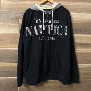 Vintage Nautica Jeans Black Hoodie Size XL Y2K 90s Hip Hop New York Graffiti